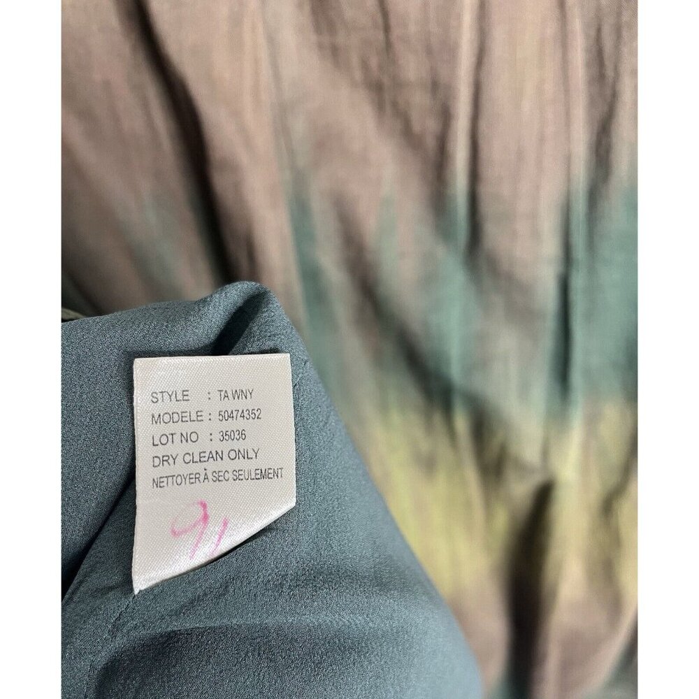 THEORY Women's Green Subtle Tie Dye Pleated A-Line Belted Wrap Skirt Size 6 - Picture 3 of 6